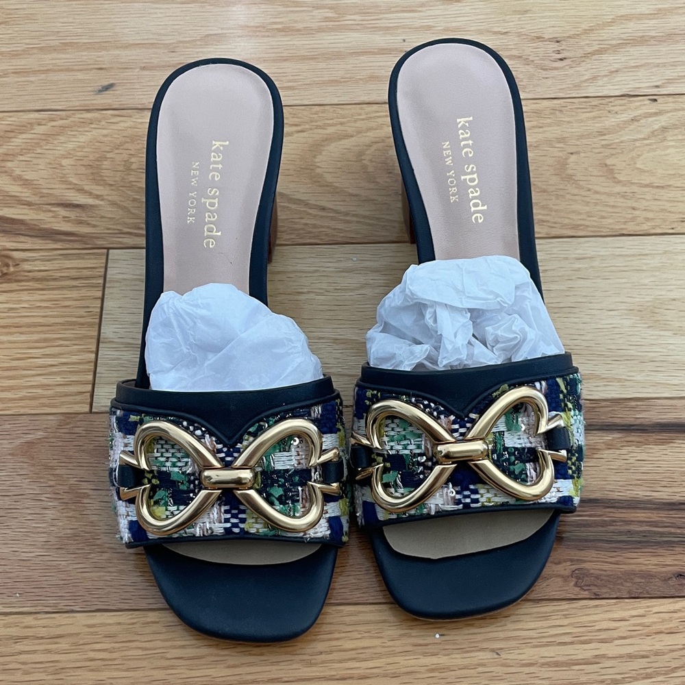 Kate Spade Multicolor Mules with Gold Accent